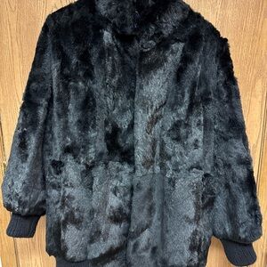 SFC Scandinavian Fur Company Black Rabbit Fur Jacket Women's Size Medium Vintage